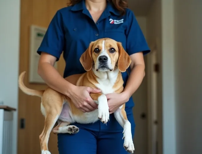Technician respectfully transporting a deceased dog in Reservoir